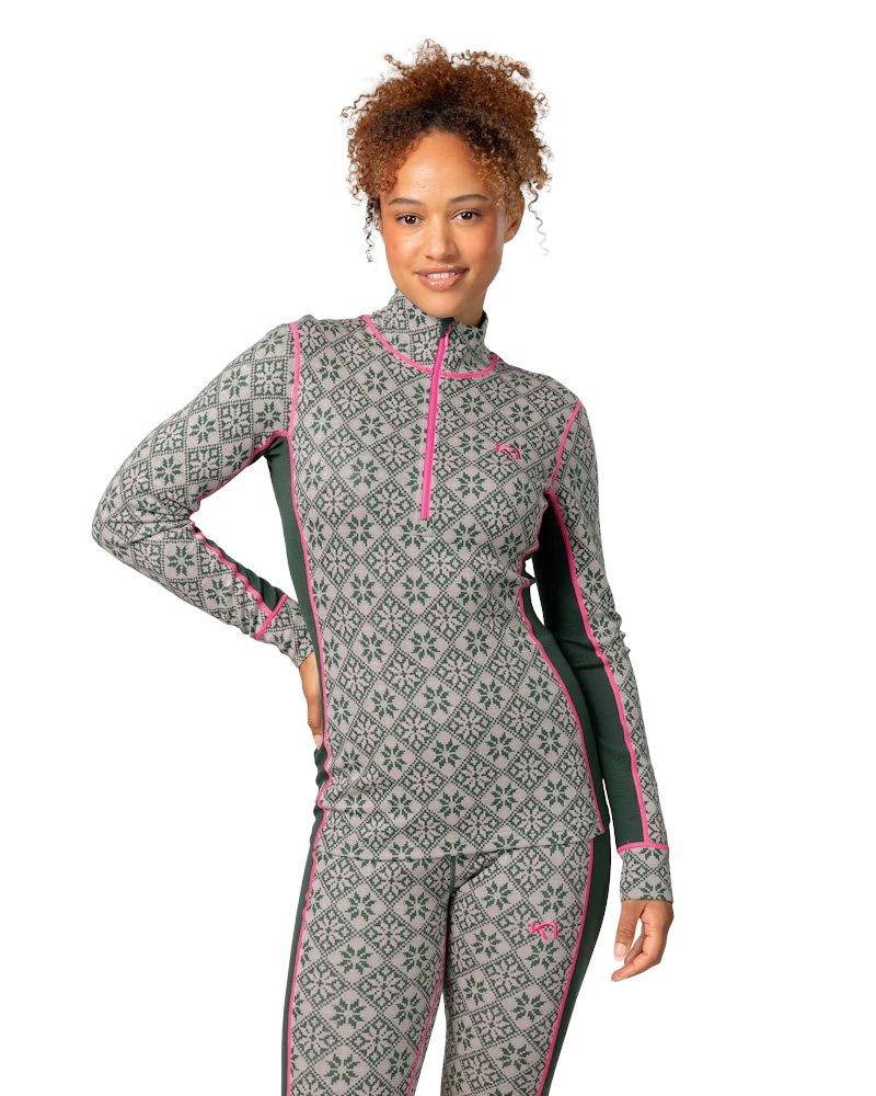 Women's Rose 1/2 Zip Base Layer Top - Green - Image 3