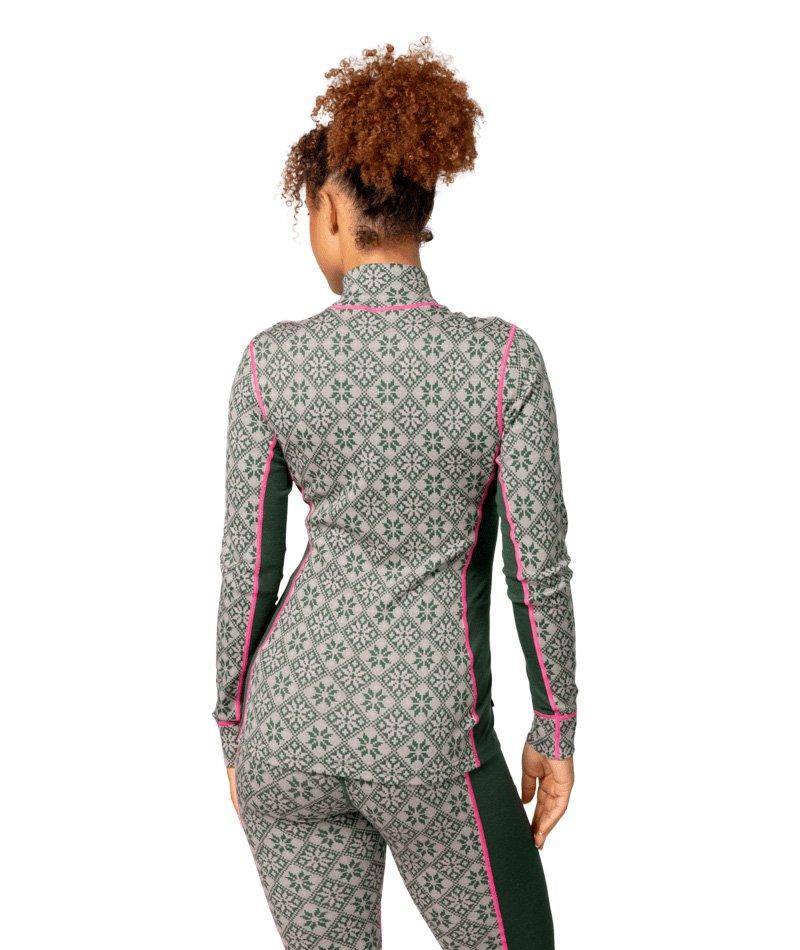 Women's Rose 1/2 Zip Base Layer Top - Green - Image 4