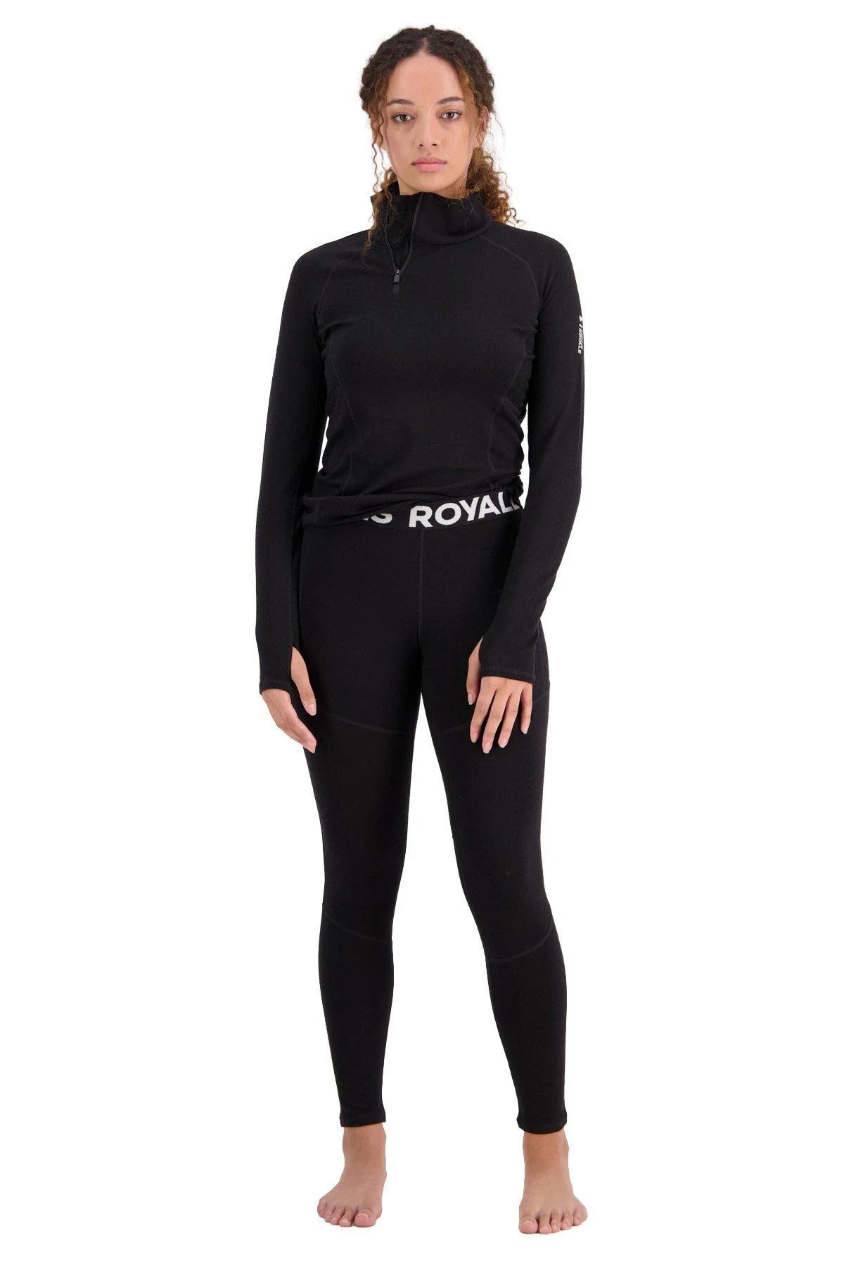 Women's Olympus Merino 1/2 Zip Base Layer Top - Black - Image 3