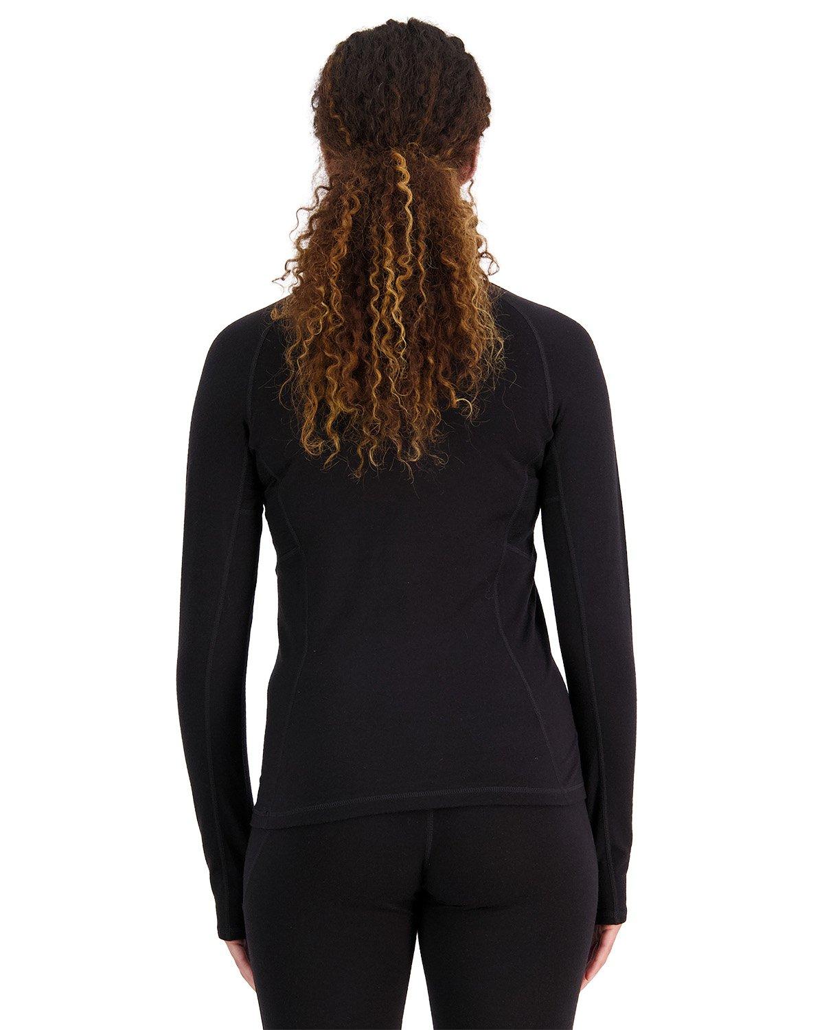 Women's Olympus Merino 1/2 Zip Base Layer Top - Black - Image 4