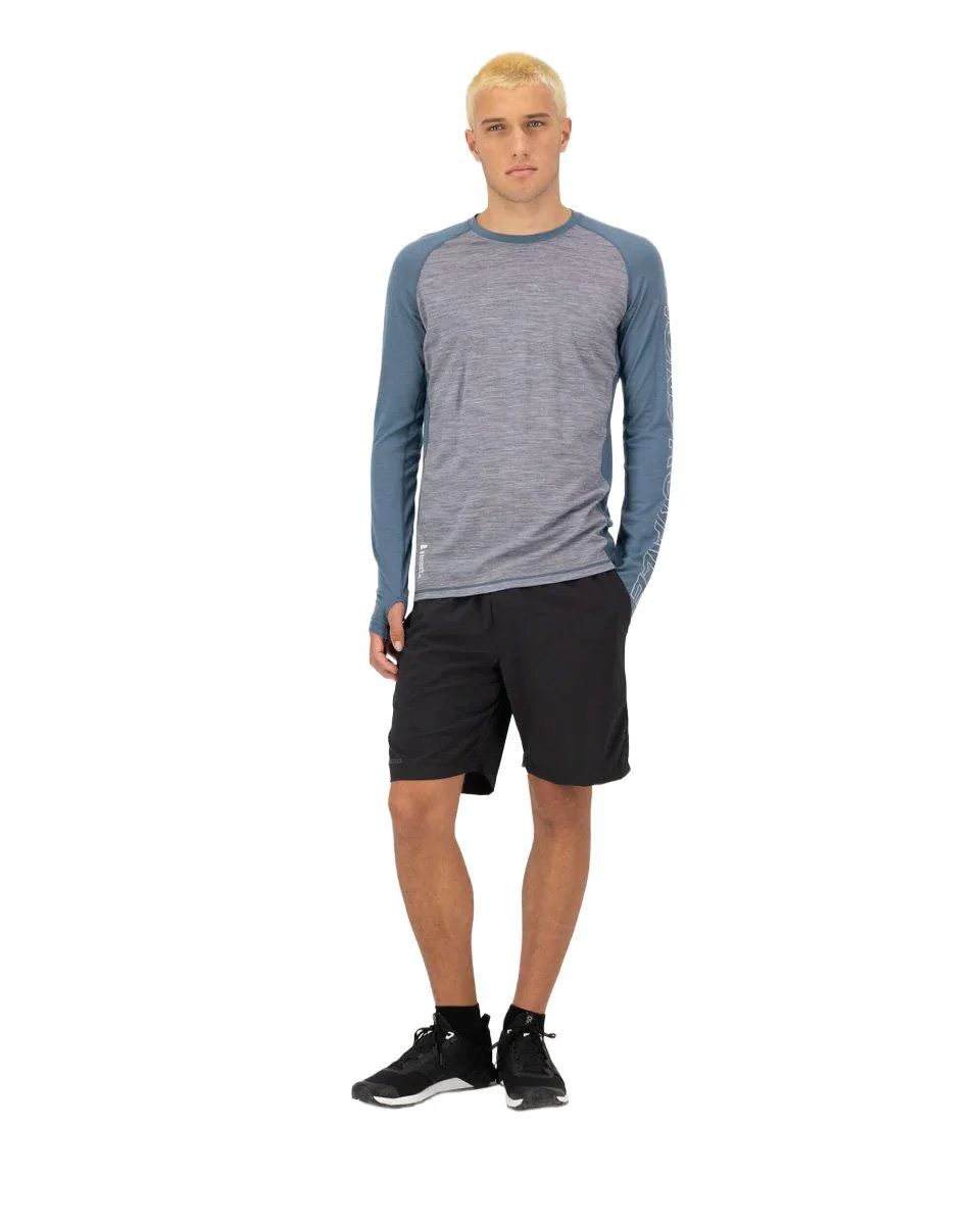Men's Temple Merino Long-Sleeve Base Layer Top - Blue - Image 3