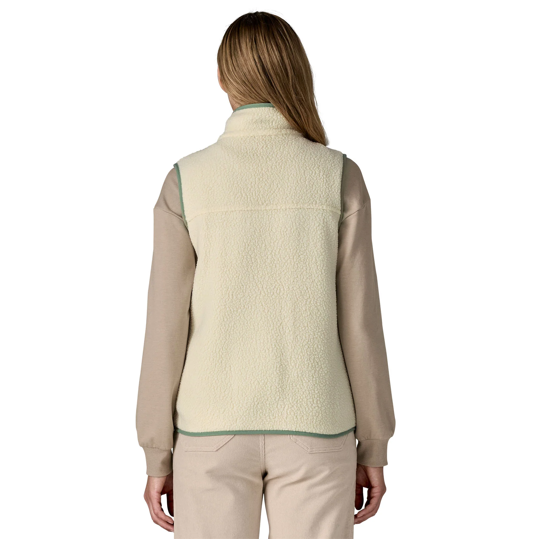 Women's Retro Pile Fleece Vest - Cream - Image 3