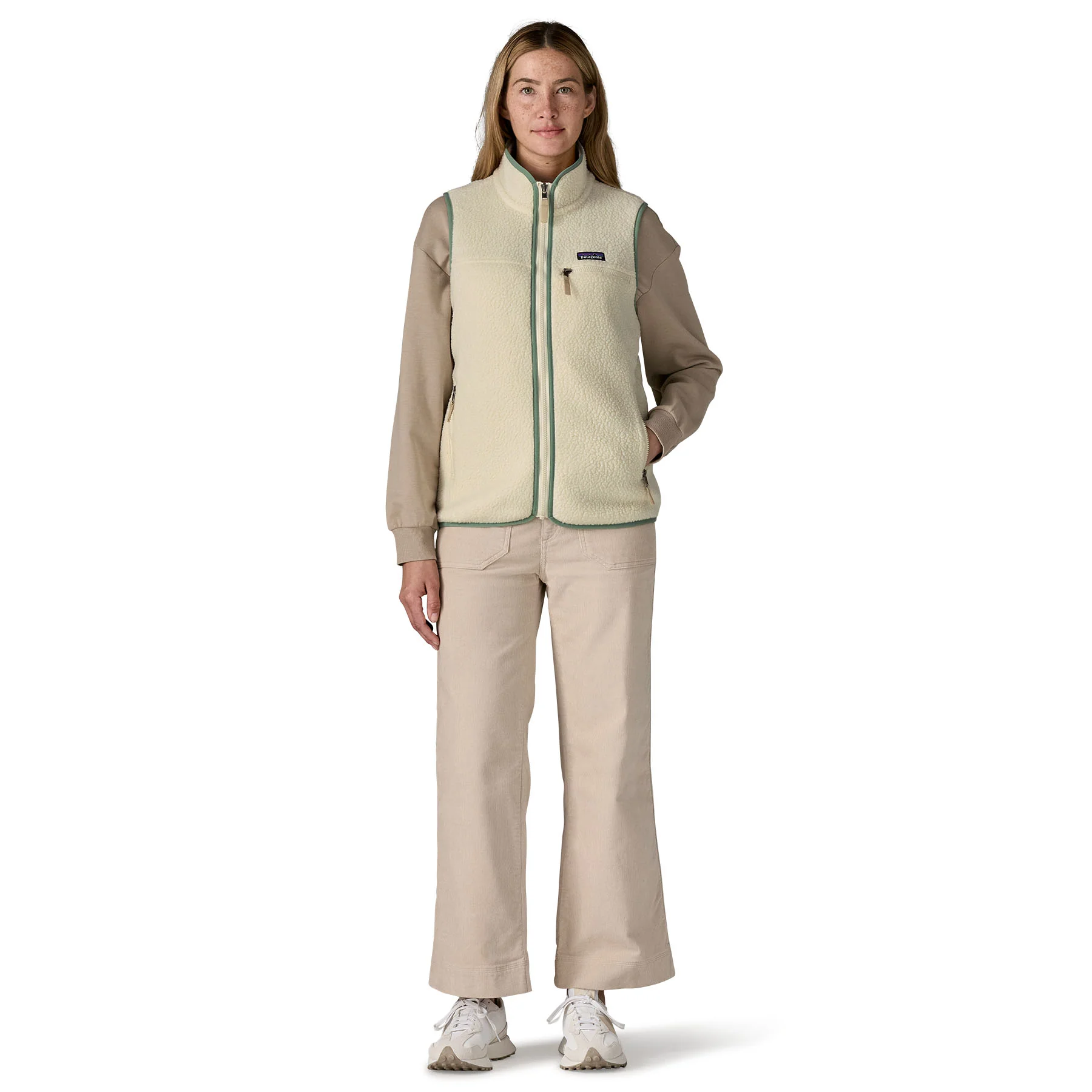 Women's Retro Pile Fleece Vest - Cream - Image 4